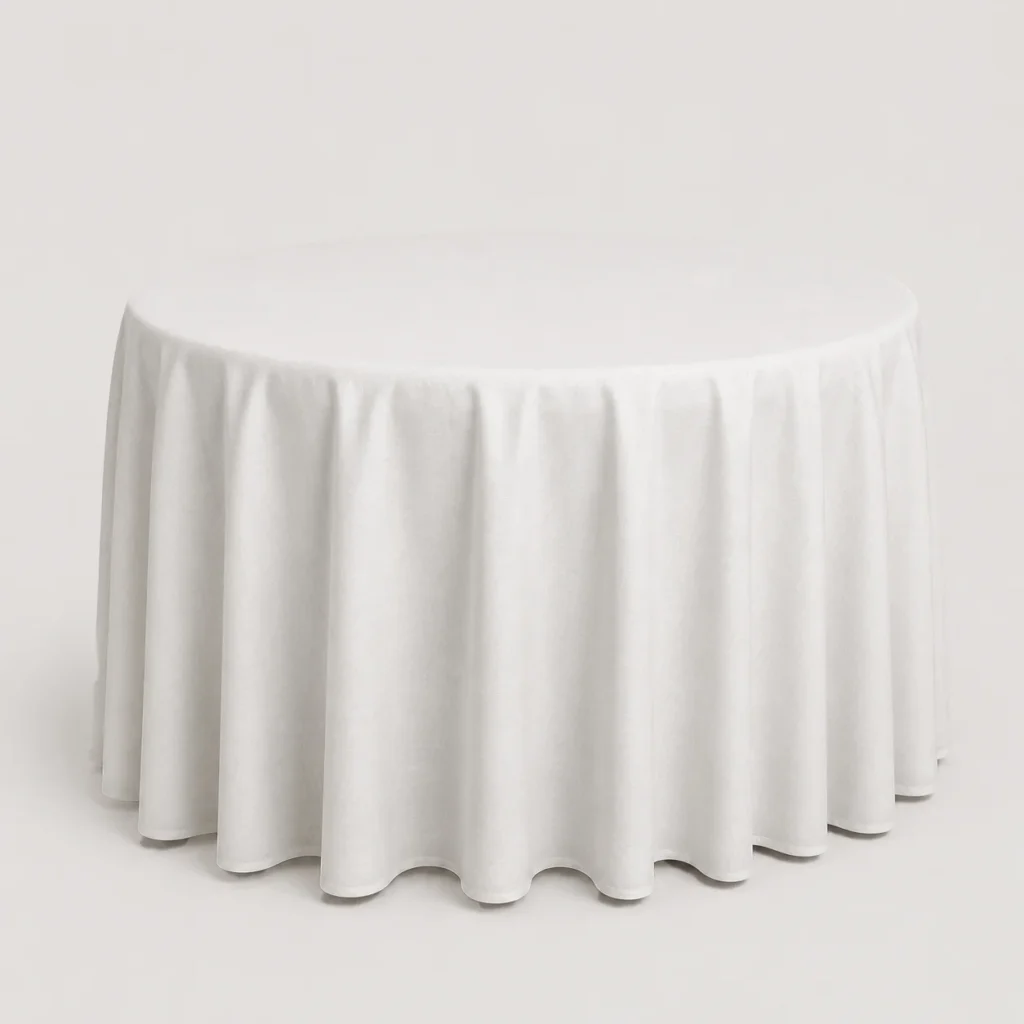Banquet Round Table with Cover – White