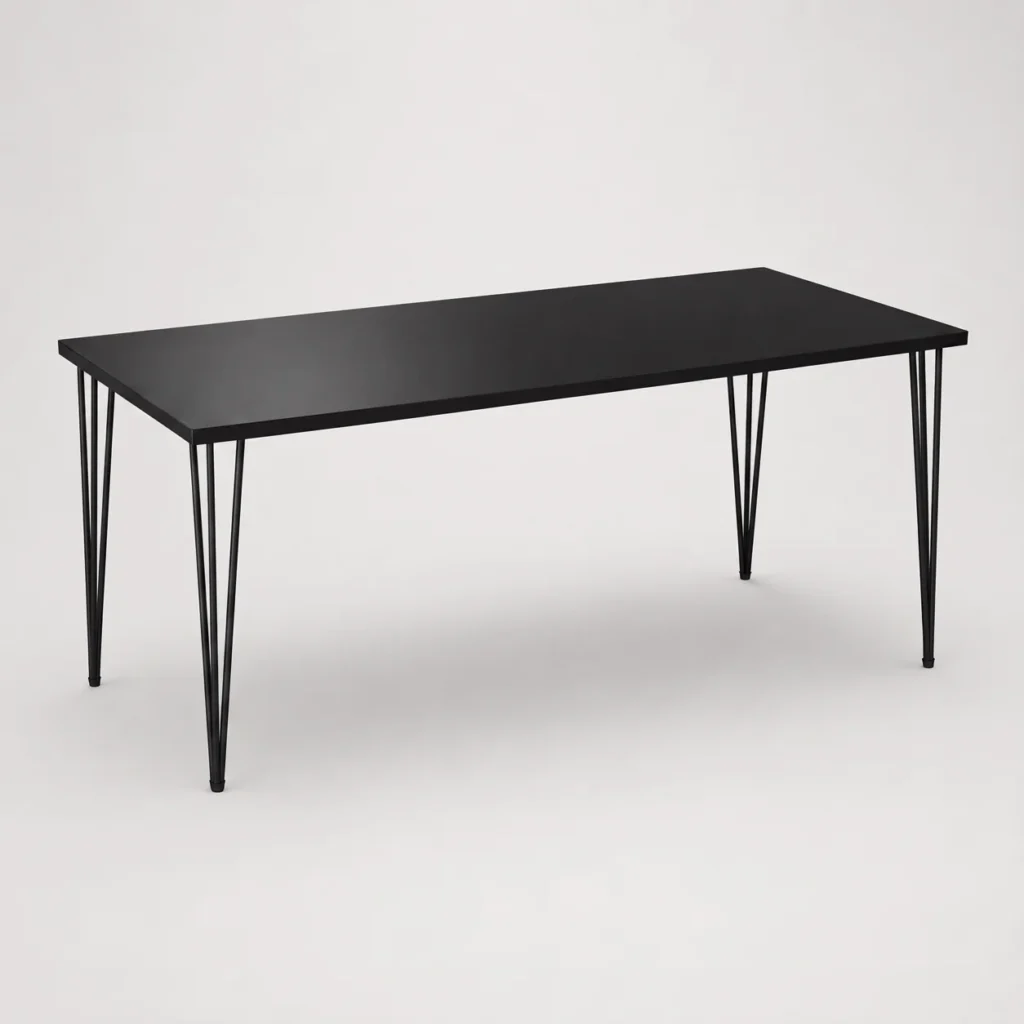 Hairpin Rectangle Dining Table – Black