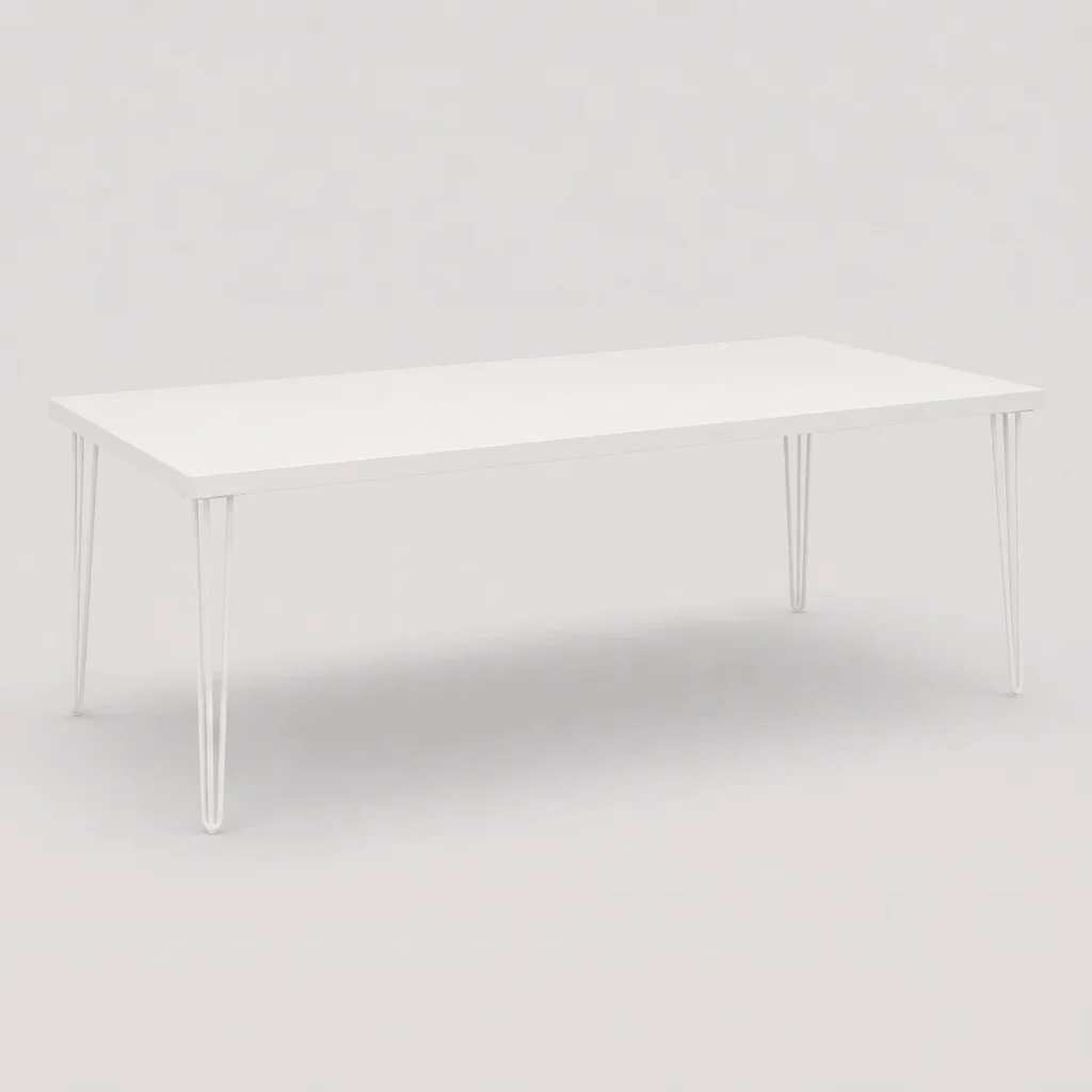 Hairpin Rectangle Dining Table – White