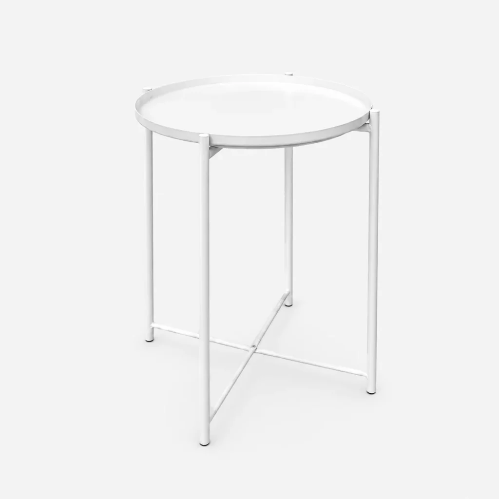 Metal Disk Coffee Table – White